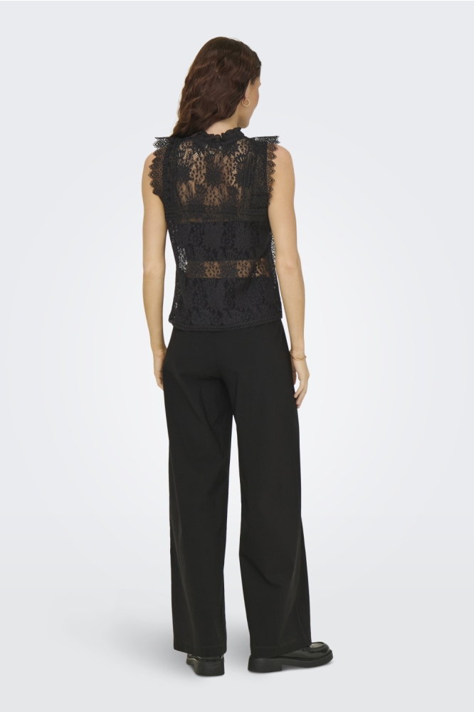 ONLGILLIAN S/L O-NECK LACE TOP OX W 15363711 BLACK